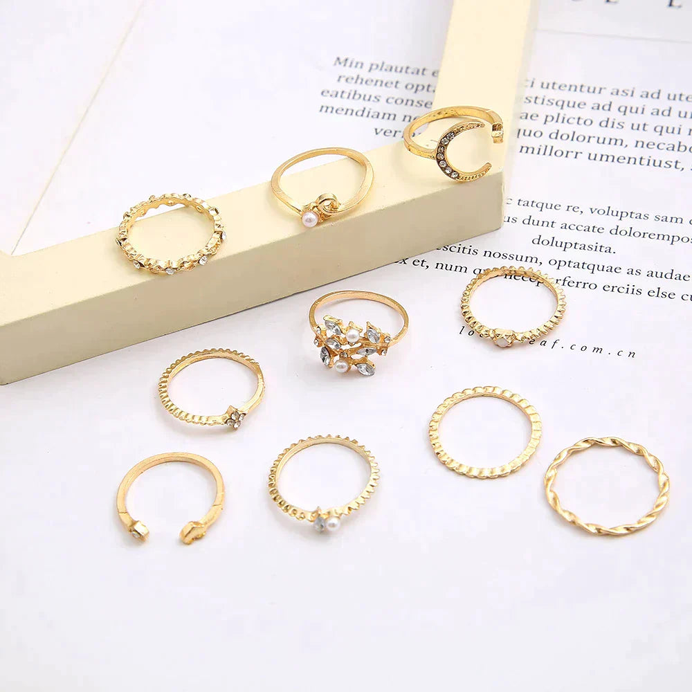 Ebba™ | 10 par bohemiska ringar i silver och guld
