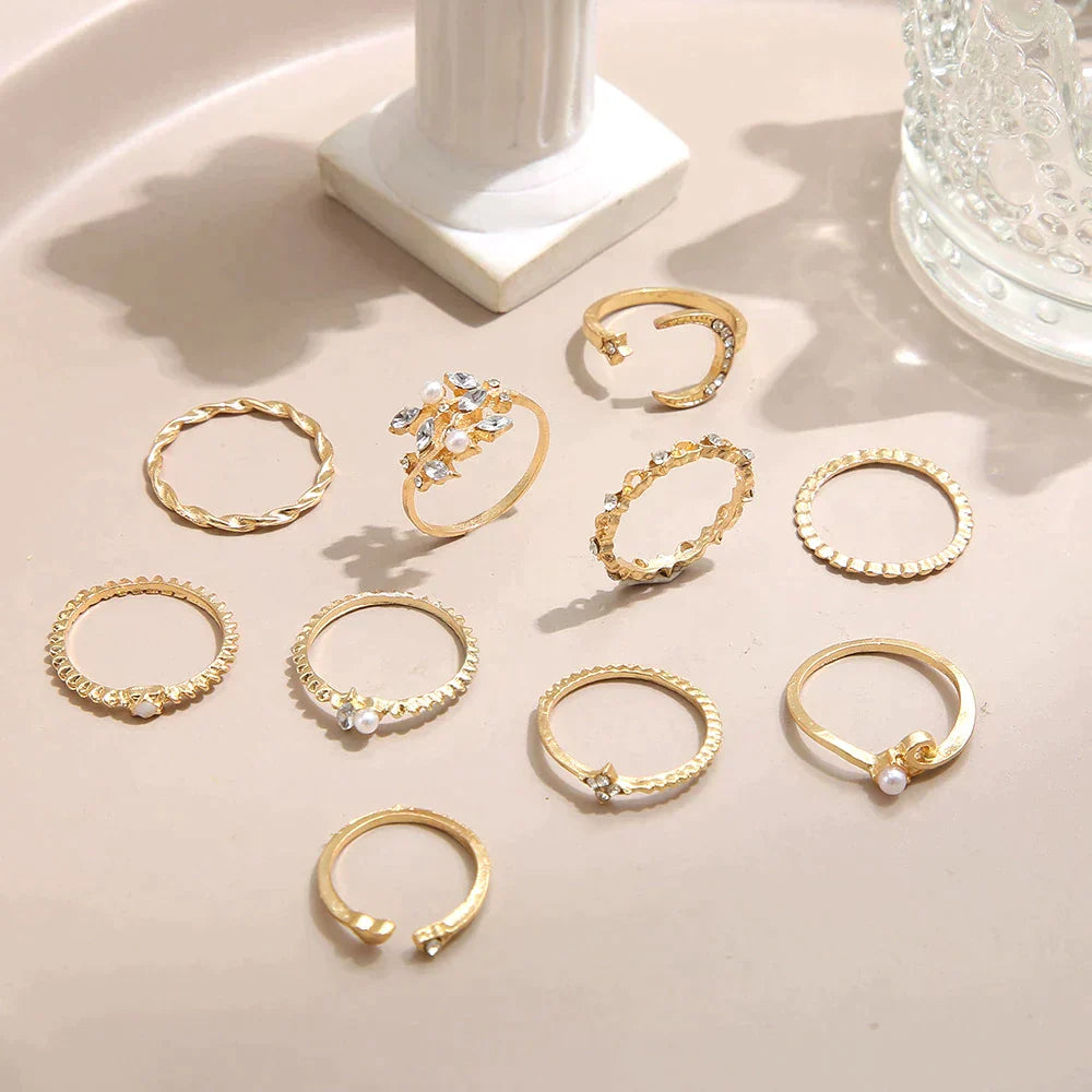 Ebba™ | 10 par bohemiska ringar i silver och guld