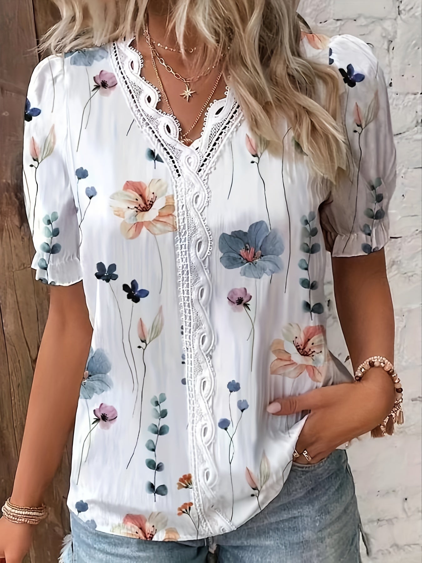 Freja™ | Blommig Boho-Blus