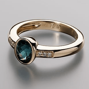 Bente™ | Gold Ring with Blue Inlay Crystal